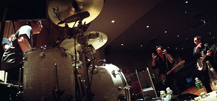 Bruce Springsteen, Max Weinberg and Neils Lofgren in Studio rehearsal