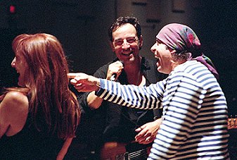 Bruce Springsteen, (wife) Patti Scialfa, and Steve Van Zandt in studio for The Rising