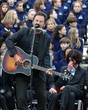 Bruce Springsteen sings 'Thunder Road' at dedication of the Leonard P. Zakim Bunker Hill Bridge in Boston, 10-4-02