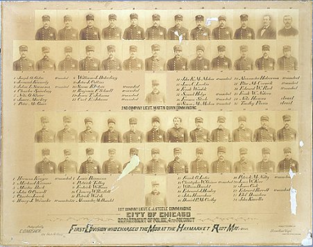 1886 photo of officers participating in the Haymarket Riot