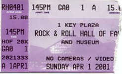 Cleveland Ohio Rock and Roll Hall of Fame Ticket